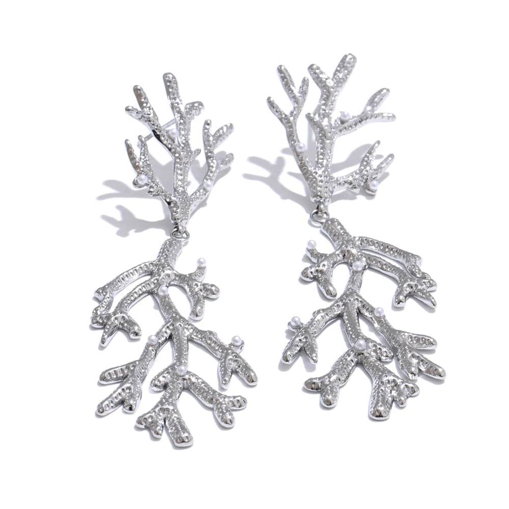Boucles corail argenté