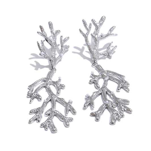 Boucles corail argenté
