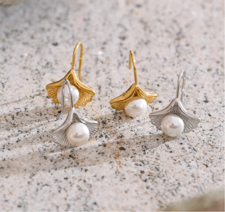 Boucles perles de ginko